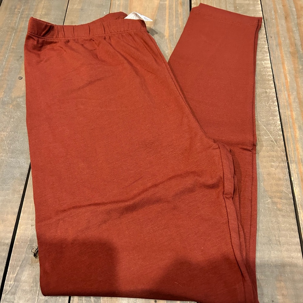 Zenana Women’s Premium Cotton High Waisted Dark Rust Leggings Size XL